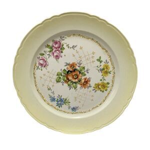 Dresden Chintz Royal Hand Decorated Vintage Dining Plate Off White Floral Print